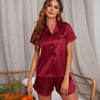 Heart Embroidered Wine Red