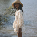 Puff-Sleeve Shirt & Printed Shorts Set
