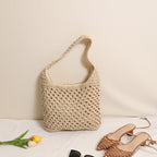 Large-Capacity Woven Straw Beach Bag