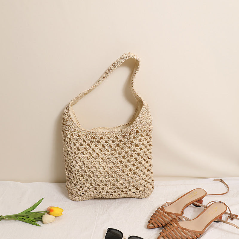 Large-Capacity Woven Straw Beach Bag