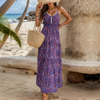 Women's Printed Halter Vacation Cami Dress