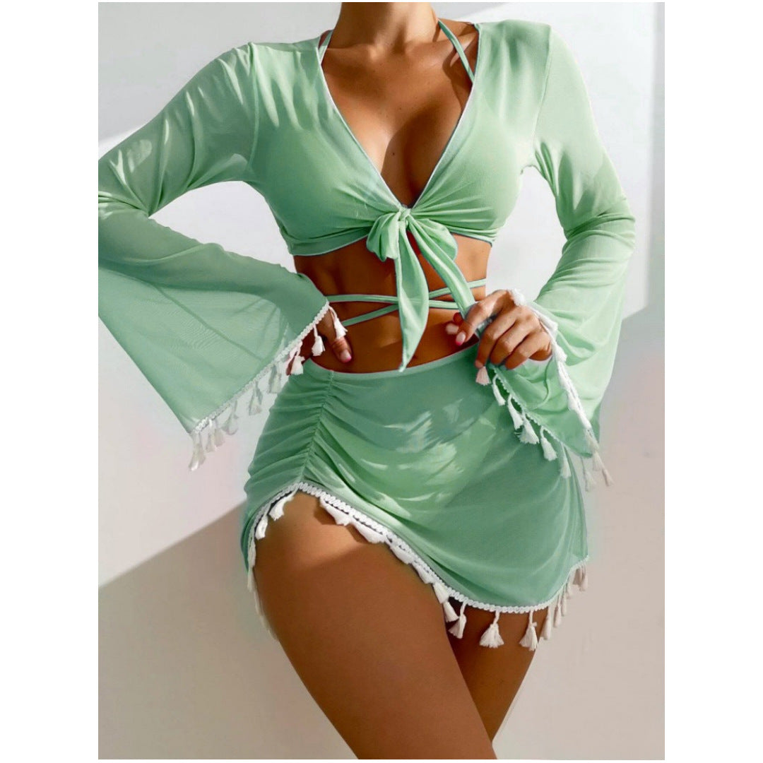 Solid Color Bikini Swimwear