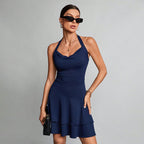 Women's High Cold Elegant Dress Halter Backless Short Dress