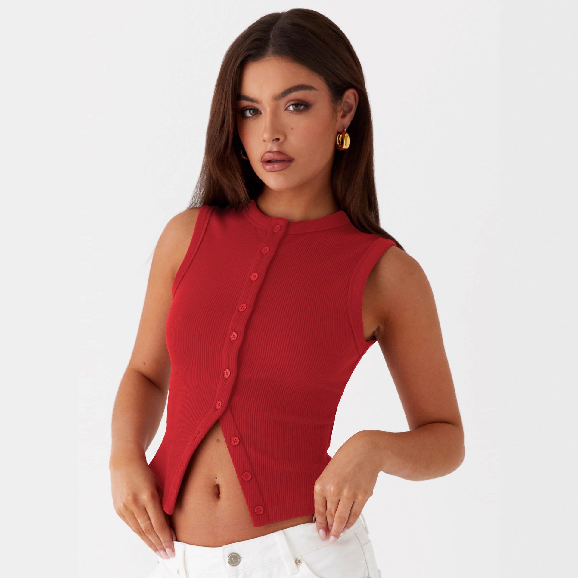 Women Clothing Solid Color Thread Knit Casual All Matching