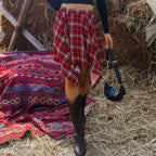 Women's Plaid Asymmetric High-Waist Midi Skirt