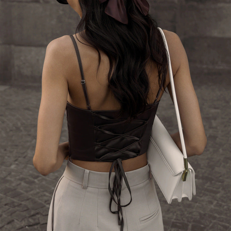 's Hong Kong Backless Striped Overall Slim Sleeveless Vest Top