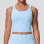 Solid Color Nude Feel Skin Friendly Yoga Jacket with Chest Pad Workout Bra Beauty Back Fitness Vest Sports Underwear for Women