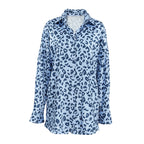 Summer Loose Cardigan Suitable for Daily Wear Women Artificial Silk Printed Long Sleeve Shorts Home Wear