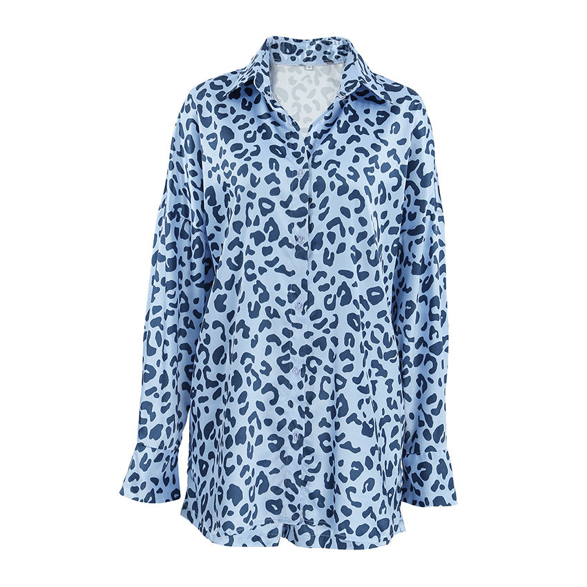 Summer Loose Cardigan Suitable for Daily Wear Women Artificial Silk Printed Long Sleeve Shorts Home Wear
