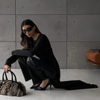 Asymmetric Slit Long Sleeve Maxi Dress