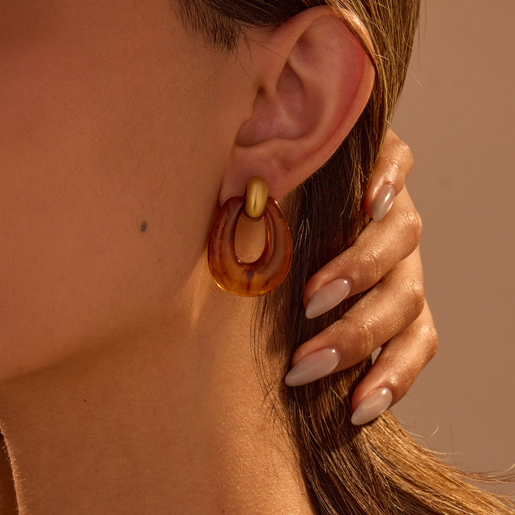 Asymmetric Resin Geometric Earrings