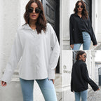Women's Cotton Drop-Shoulder Shirt – Relaxed Long-Sleeve Top