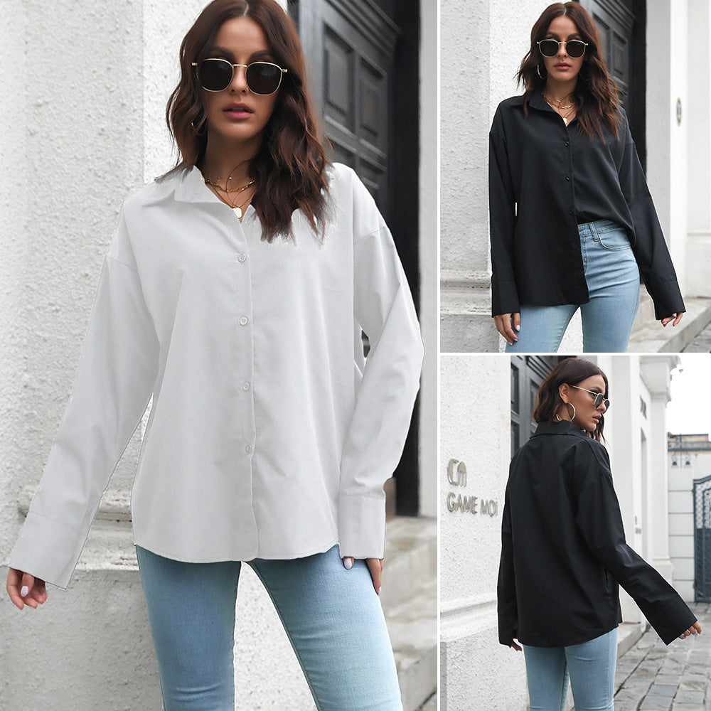 Women's Cotton Drop-Shoulder Shirt – Relaxed Long-Sleeve Top