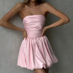 Women's Strapless Smocked A-Line Mini Dress