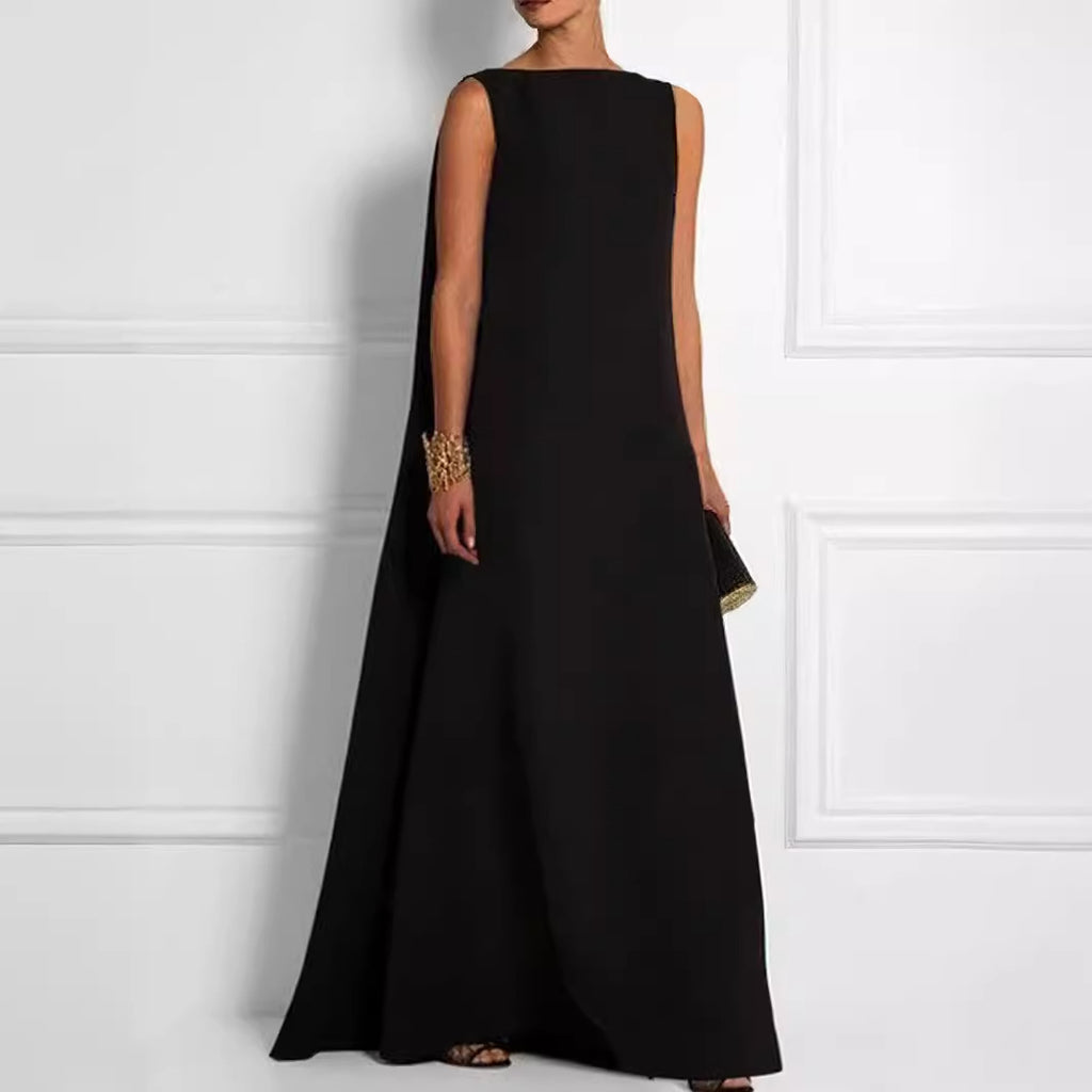 Women's Sleeveless Crew-Neck A-Line Maxi Dress