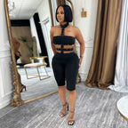 Women Wear Sexy off the Shoulder Bubble Beads Halter Solid