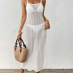 Women Beach Dress Women Clothing Woven Hollow Out Cutout Sexy Slim Fit Dress Holiday Suspender Dress