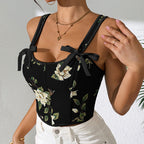 Retro Floral Strap Camisole Top