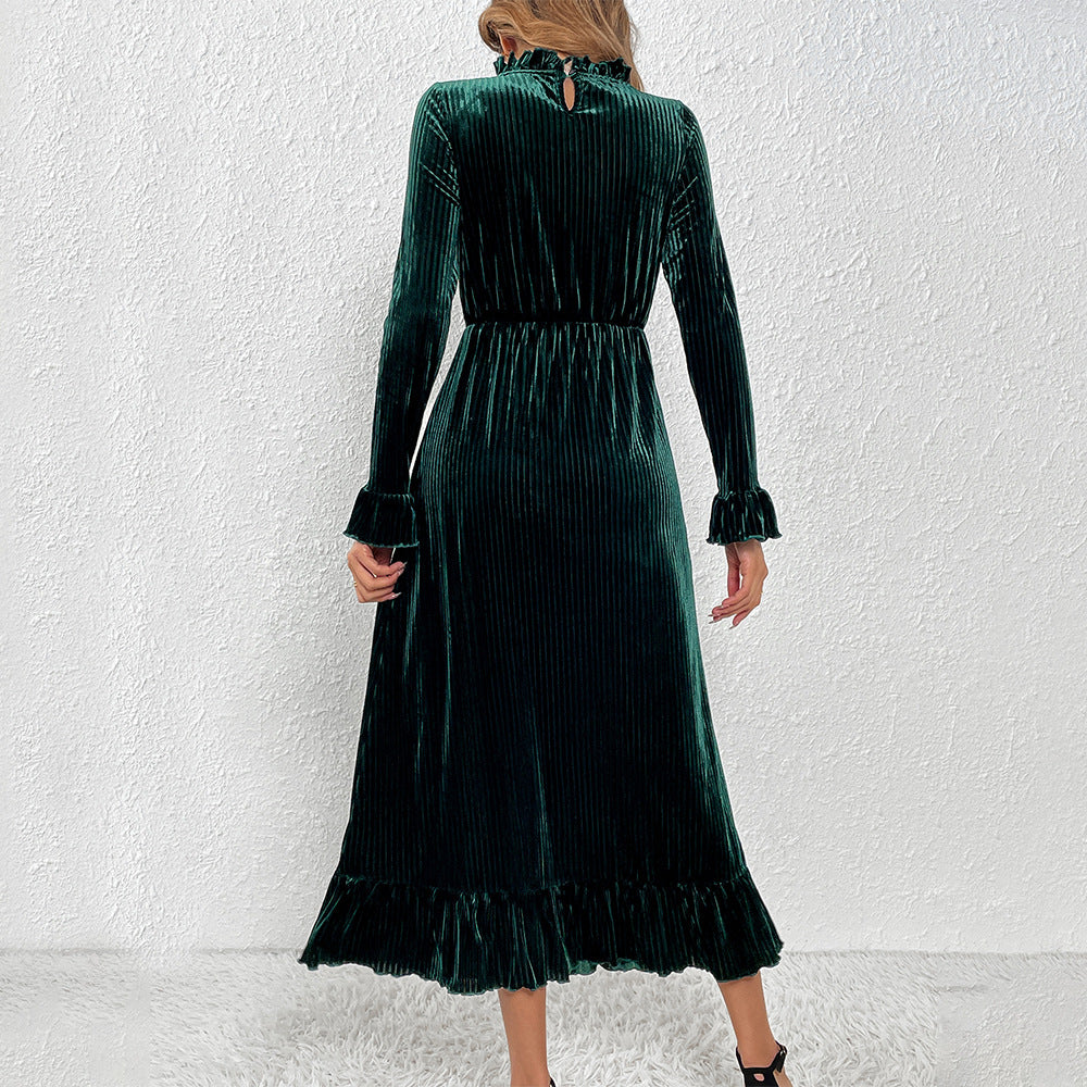 Women’s Velvet Ruffle Swing Party Dress