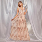 V-Neck Sequ Patchwork Dinner Cocktail Party Bridesmaid Dress