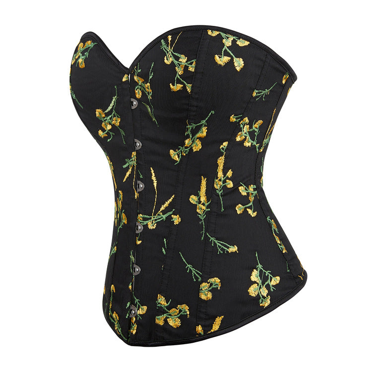 Women's Black Embroidery European Size Sexy Body Shaping Court Body Shaping Top