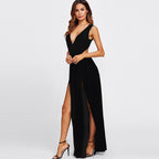 Women's Deep V-Neck Backless Split Dress