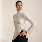 Women's Asymmetric High-Neck Long-Sleeve Top