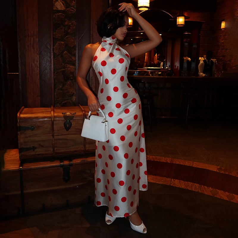 Women's Polka-Dot Backless Dress