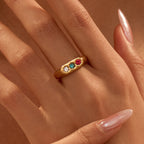 Personalized Gold Inlaid Heart Shaped Rhinestone Ring Ring
