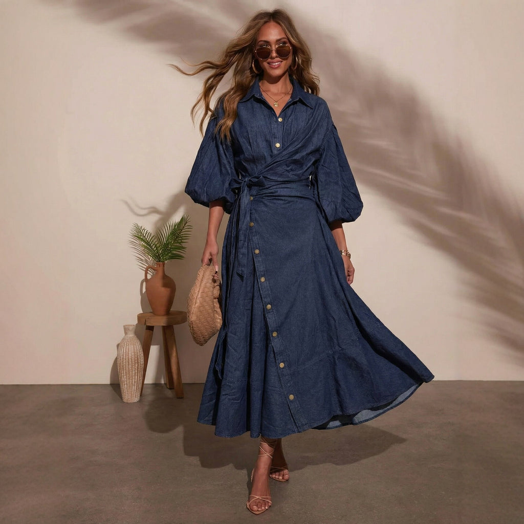 Autumn Spring Casual Urban Denim Butterfly Decorative Lace-Up Lanter
