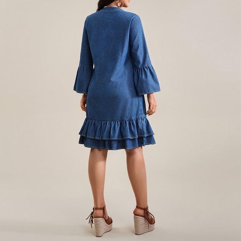 Women's Loose-Fit Long-Sleeve Denim Dress