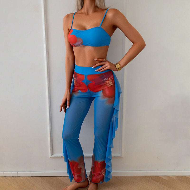Printed Three One-piece Swimwear