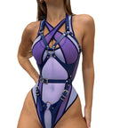Sheer Mesh Color Block Bodysuit for Women