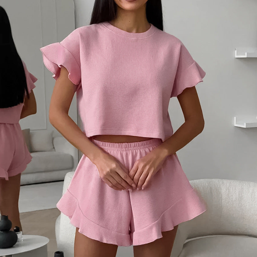 Knitted Solid Pajamas Lingerie