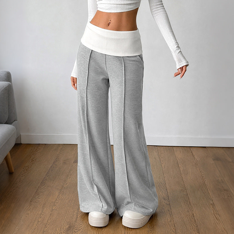 Women's Contrast-Color Wide-Leg Pants