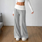 Women's Contrast-Color Wide-Leg Pants