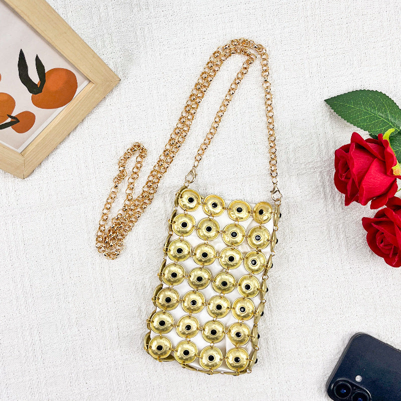 Women's Gold Beaded Crossbody Bag