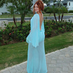 Women's Sheer Backless Ribbon Dress