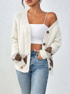 Women's Plaid Low-Collar Knit Cardigan