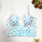 Women’s Pearl Embroidered Sequin Corset Crop Top