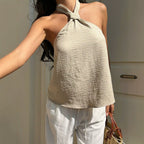 Women's Twisted Backless Halter Top