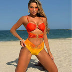 Gradient Hollow One-piece Swimwear