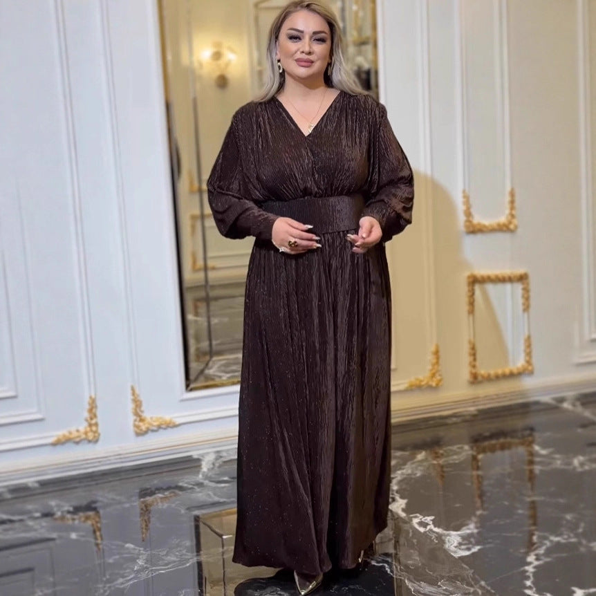 Design Loose Long Solid Color Dress