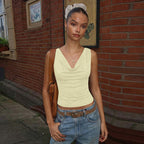 Women's Deep V-Neck Backless Lace-Up Vest Top