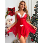Christmas Theme Sexy Sexy Lingerie White Frayed Strap Christmas Dress Women Pajamas Supply
