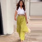 Elegant V-Neck Top Wide Leg Pants Two Piece Set