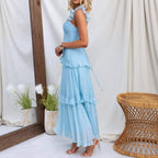 Women's Summer Women Clothing Solid Color Elegant Graceful Ruffled Dress