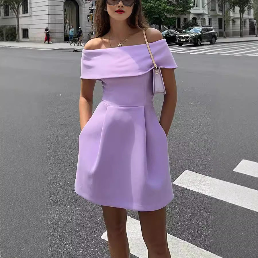 Women's Off-Shoulder Belted Mini Dress