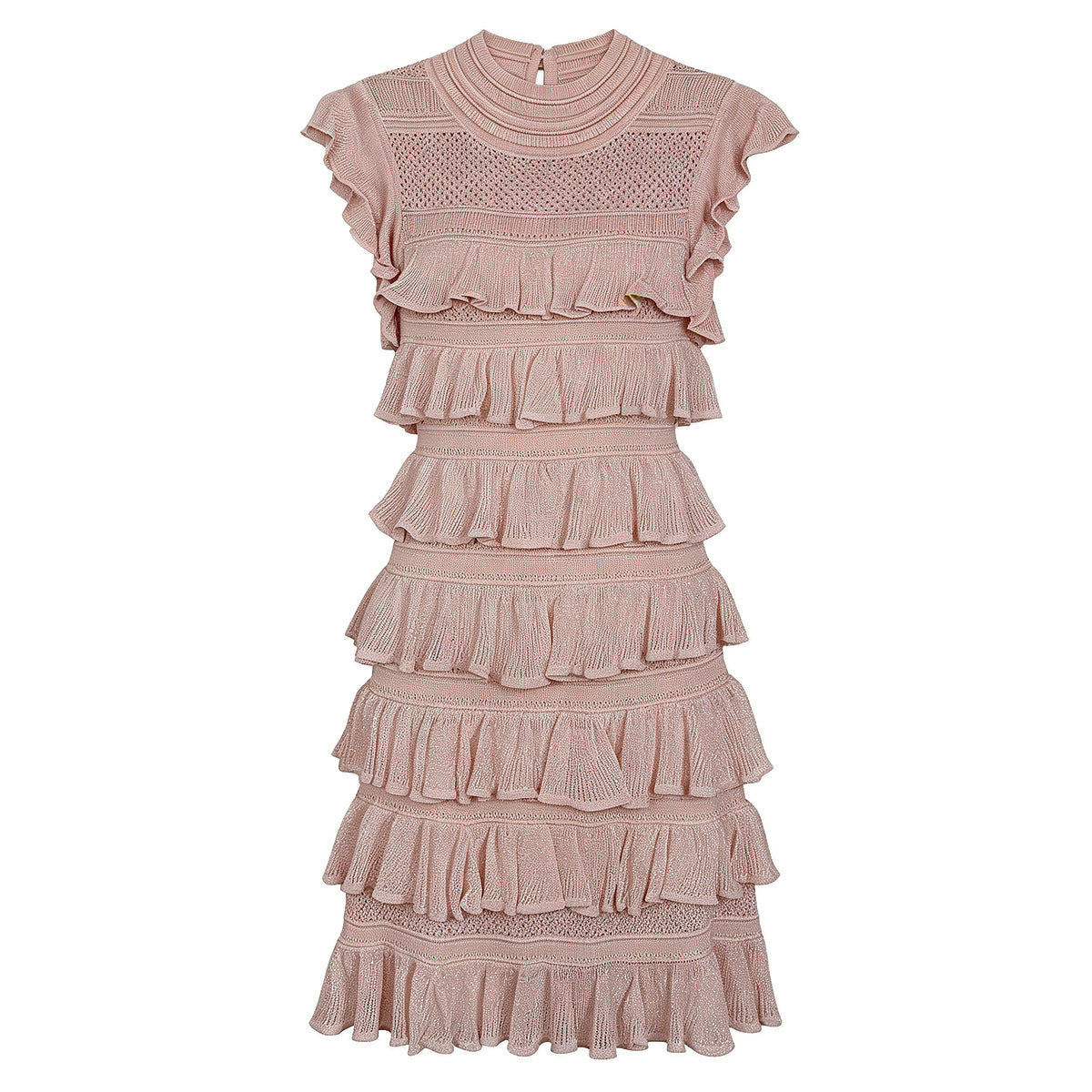 Women's Knitted Lace Pleated Mini Dress