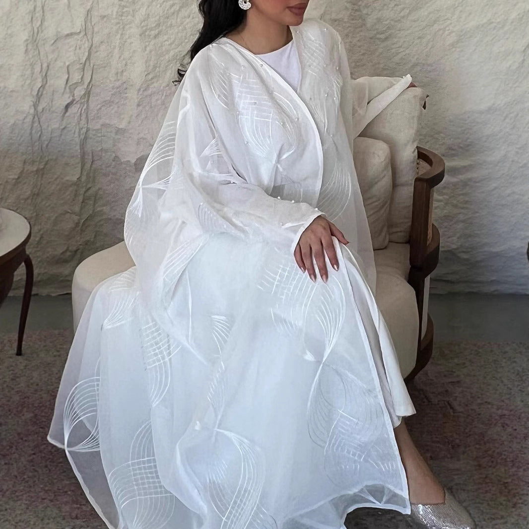 Women's Embroidered Crew-Neck Maxi Dress